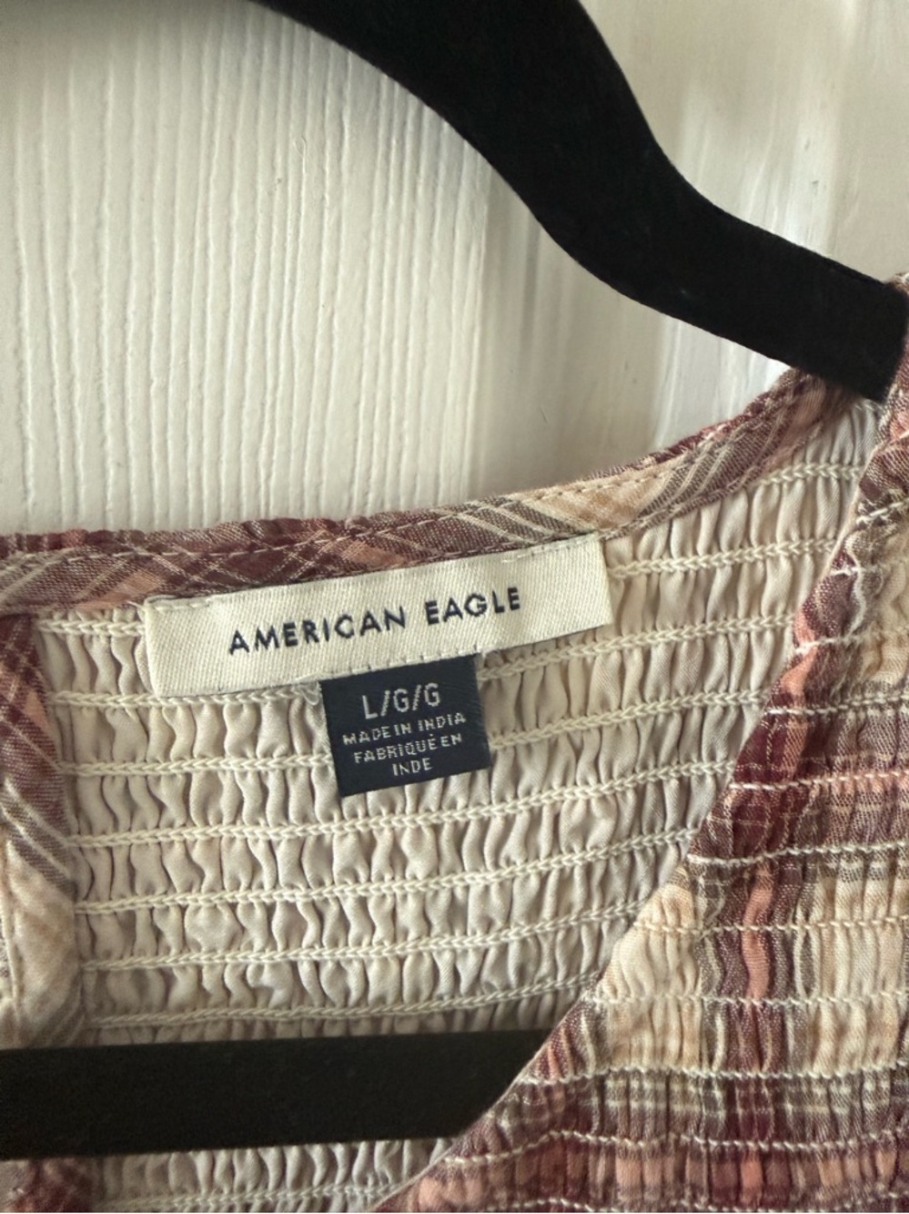 American Eagle Outfitters Beige and Brown Smocked Women's Dress